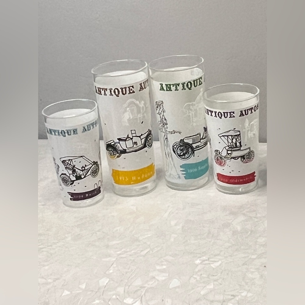 Vintage Anchor Hocking Antique Autos Tumblers Highball Glasses
Cocktail Set of 4